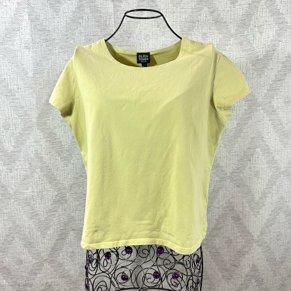 Eileen fisher petite green short sleeve boxy tee size PL